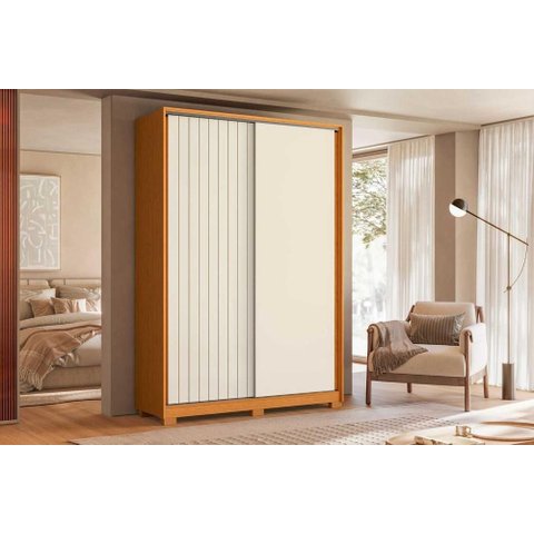 Guarda Roupa Frizatto Casal 2 Portas de Correr e 3 Gavetas - Cinamomo Off White Flex - Albatroz