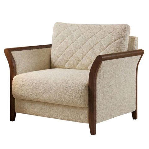 Poltrona Decorativa Ambar Braços Pes em Madeira Boucle Tce 1010 Moll