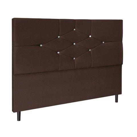 Cabeceira Cama Queen 160cm Virgínia Suede Marrom e Frame