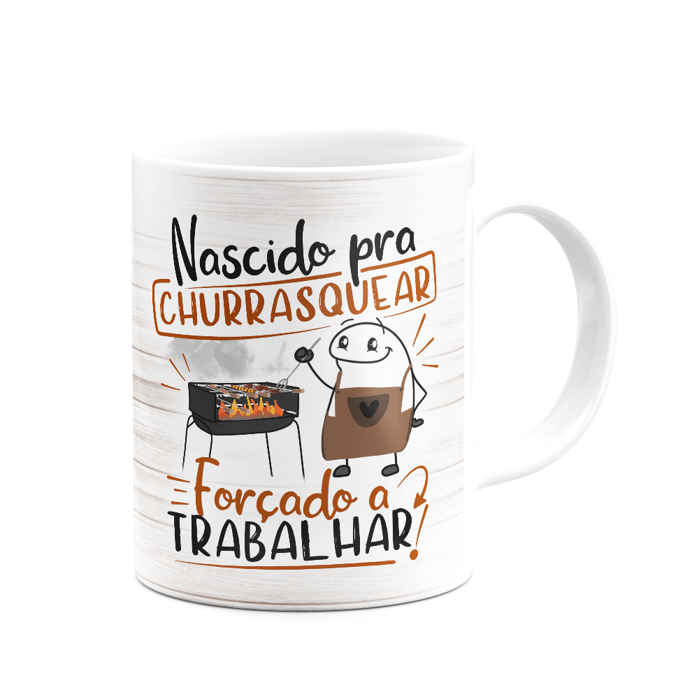 Caneca Divertida Flork - Nascido pra Churrasquear! Branca - 2