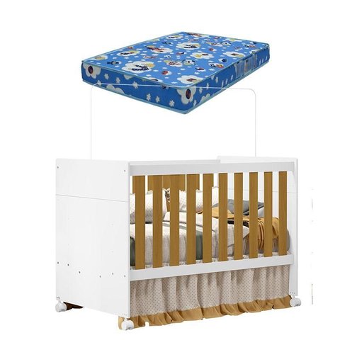 Berço Americano Katatau Branco Savana com Colcão Ortobom– Reller