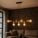 Ver imagem 3 de Lustre Luminária de Teto Pendente Rubis para 7 Lâmpadas 68cm Moderno Industrial - Preto/Verniz Ouro
