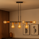 Ver imagem 4 de Lustre Luminária de Teto Pendente Rubis para 7 Lâmpadas 68cm Moderno Industrial - Preto/Verniz Ouro