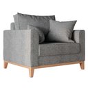 Ver imagem 3 de Poltrona Beny Pés E Base Em Madeira Linho Cinza Rr Decor