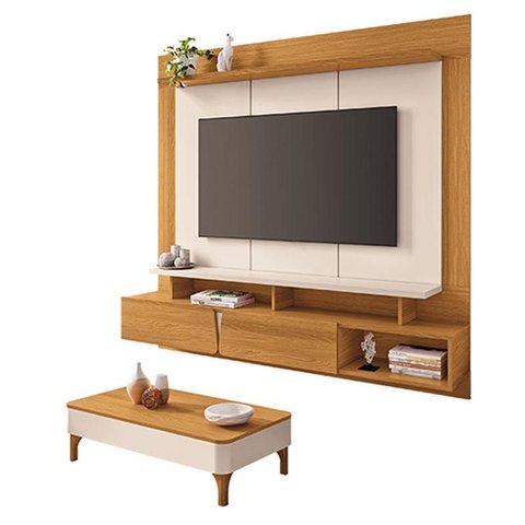 Home Suspenso Zenith Cinamomo Off White com Mesa de Centro Liz Off White Cinamomo - Hb Móveis