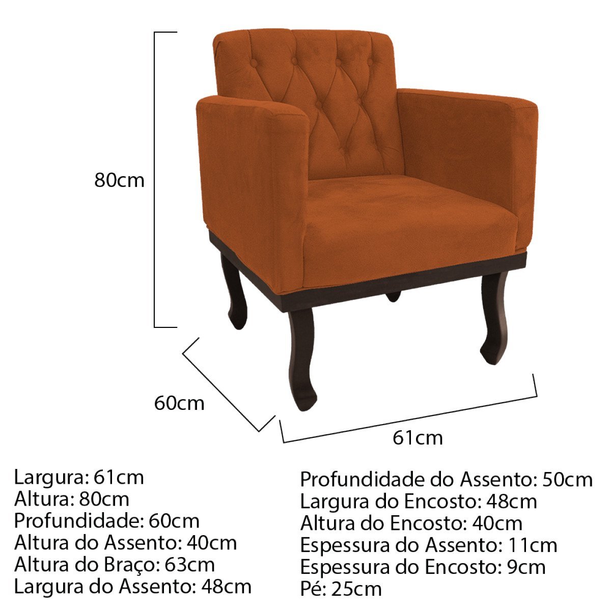 Kit Diva Recamier Diana 140cm Lado Esquerdo e 02 Poltronas Classic Suede Terracota - ADJ Decor - 4