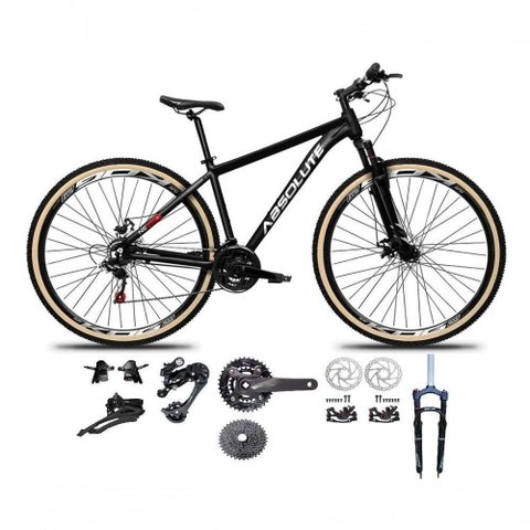 Bicicleta Aro 29 Absolute Nero 5 Kit 2x9 Gta Sunrun Freio Disco K7 Garfo C-trava Pneu C-faixa Preto