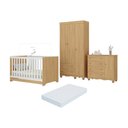 Ver imagem 1 de Quarto de Bebê Completo Berço Americano 3 em 1 Colchão Dengo Multimóveis Mp4608 Madeirado