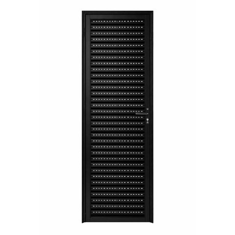 Porta de Giro Alumínio Preto Palheta Veneziana Ventilada Maxx - 210x80 - Esquerda