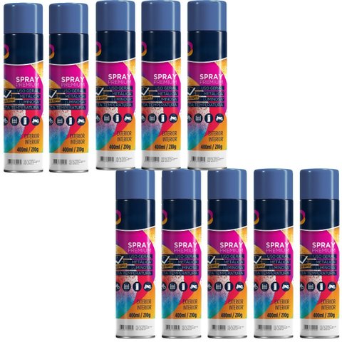 Tinta Spray 400ml Azul Escuro Uso Geral em Aço Ferro Gesso Cerâmica Couro | Universo | Kit 10 Un