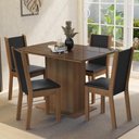 Ver imagem 3 de Conjunto Sala de Jantar Mesa Tampo de Vidro 4 Cadeiras Rustic Preto Martina Madesa