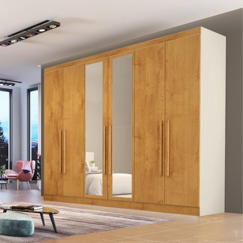 Guarda Roupa Oslo 6 Portas 6 Gavetas com Espelho Mdf - Mademarcs
