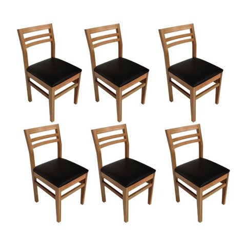 Kit 6 Cadeiras para Sala de Jantar em Madeira Maciça Diamante Preto/Imbuia