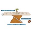 Ver imagem 2 de Mesa P/ Cozinha Zafira C/ Tampo Madeirado C/ Vidro Curvo 200x100cm Freijó/off White - Dj Móveis