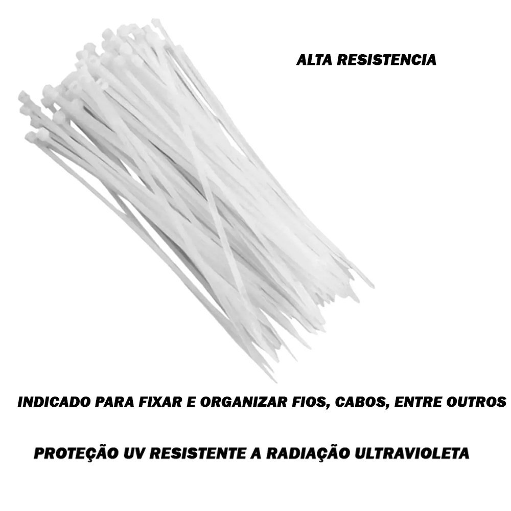 Kit Abraçadeira Presilha 370x7,0mm Branca 500 Unidades - 3