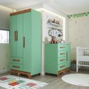 Ver imagem 1 de Quarto Infantil Completo Kids 4 Portas 6 Gavetas Verde/nature - Panorama Móveis
