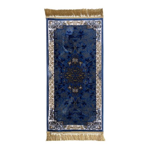 Tapete Persa Royal Azul 50x100cm Fio Acetinado - Ideal para Quarto e Sala