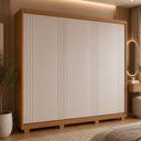 Ver imagem 1 de Guarda-Roupa Casal 100% MDF 3 Portas de Correr 2 Gavetas com Pés 182cm Multimóveis CR35535