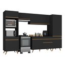 Ver imagem 2 de Armário Cozinha Modulada Completa 314cm com Balcão Veneza Multimóveis Mp3757 Preto/dourado