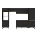 Ver imagem 5 de Armário Cozinha Modulada Completa 314cm com Balcão Veneza Multimóveis Mp3757 Preto/dourado