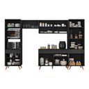 Ver imagem 4 de Armário Cozinha Modulada Completa 314cm com Balcão Veneza Multimóveis Mp3757 Preto/dourado