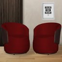 Ver imagem 1 de Kit 2 Poltronas Organica Beatriz Suede Vermelho C/ Composê Corano Marrom - Lm Decor