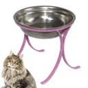 Ver imagem 1 de Comedouro Alto Simples em Ferro e Inox para Gatos Pet - Rosa