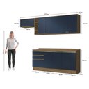 Ver imagem 4 de Armário de Cozinha Completa Garrafeiro 100% Mdf 280cm Nogueira/azul Profundo Celeste Kappesberg