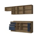 Ver imagem 5 de Armário de Cozinha Completa Garrafeiro 100% Mdf 280cm Nogueira/azul Profundo Celeste Kappesberg