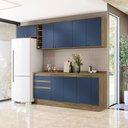 Ver imagem 1 de Armário de Cozinha Completa Garrafeiro 100% Mdf 280cm Nogueira/azul Profundo Celeste Kappesberg