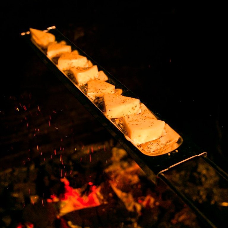 Espeto em Aço Inox com Bandeja Calha Removível para Assar Queijo Coalho Pão de Alho e Legumes 85 - 8