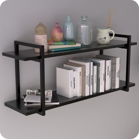 Prateleira Estilo Industrial Para Quarto Parede GND PP 60cm
