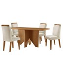 Ver imagem 5 de Mesa Evora 120 Mdf com 4 Cadeiras Athenas Veludo Creme-naturalle-naturalle