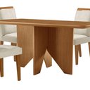 Ver imagem 6 de Mesa Evora 120 Mdf com 4 Cadeiras Athenas Veludo Creme-naturalle-naturalle