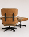 Ver imagem 3 de Poltrona Charles Eames com Puff - Freijó em Couro Areia