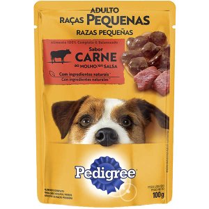 Kit 18 Unidades Sachê Pedigree Sabor Carne ao Molho para Cães Adultos de Raças Pequenas 100g