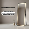 Espelho Jateado com Led Grande Corpo Inteiro com Moldura com Suporte de Chão 170x70cm Luxo Preto - 3