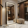Espelho Jateado com Led Grande Corpo Inteiro com Moldura com Suporte de Chão 170x70cm Luxo Preto - 2