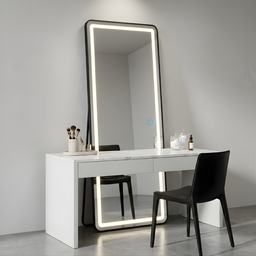 Espelho Jateado com Led Grande Corpo Inteiro com Moldura com Suporte de Chão 170x70cm Luxo Preto - 10
