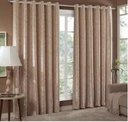 Ver imagem 1 de Cortina Jacquard Sala e Quarto 4,00x2,50 Bege Ilhós Quadrado Cromado
