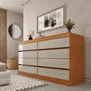 Ver imagem 1 de Cômoda 8 Gavetas Orgânica Luna 100% MDF 158cm Yescasa Marrom/Cinamomo/Off White