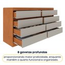 Ver imagem 7 de Cômoda 8 Gavetas Orgânica Luna 100% MDF 158cm Yescasa Marrom/Cinamomo/Off White