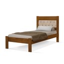 Ver imagem 1 de Cama de Solteiro de Madeira Castanho Viena com Cabeceira Estofada Veludo Bege