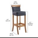 Ver imagem 4 de Kit 4 Banquetas Alta com Encosto Estofado Diamantina em Madeira Maciça Mel Linho Cinza L67 Rmi