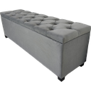 Ver imagem 2 de Puf Baú Estofado Clássico Tamanho 140x40x45cm Produto Na Cor Cinza - Tecido Em Veludo Liso