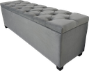 Ver imagem 2 de Puf Baú Estofado Clássico Tamanho 140x40x45cm Produto Na Cor Cinza - Tecido Em Veludo Liso