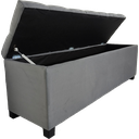 Ver imagem 1 de Puf Baú Estofado Clássico Tamanho 140x40x45cm Produto Na Cor Cinza - Tecido Em Veludo Liso