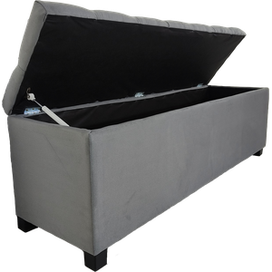 Puf Baú Estofado Clássico Tamanho 140x40x45cm Produto Na Cor Cinza - Tecido Em Veludo Liso