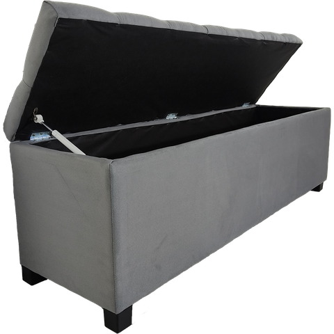 Puf Baú Estofado Clássico Tamanho 140x40x45cm Produto Na Cor Cinza - Tecido Em Veludo Liso
