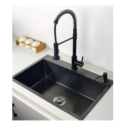 Cuba Gourmet Pia Inox Quadrada Cozinha + Torneira Flexivel Preta - 2